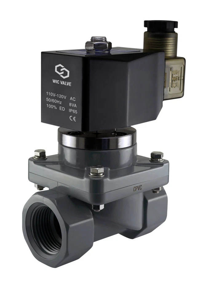 1/2" Anti Corrosion Salt Water Acid Resistant Solenoid CPVC Valve NC 110V AC - Image 1 of 3