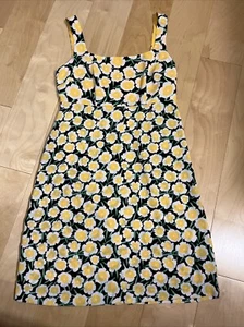 DVF Diane Von Furstenberg Target Dress Size 2 90's Shift Yellow Poppy Mini - Picture 1 of 5
