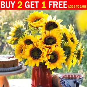 Artificial Large Sunflowers Bouquet Fake Silk Flowers Home Office Party Decor - Picture 1 of 15