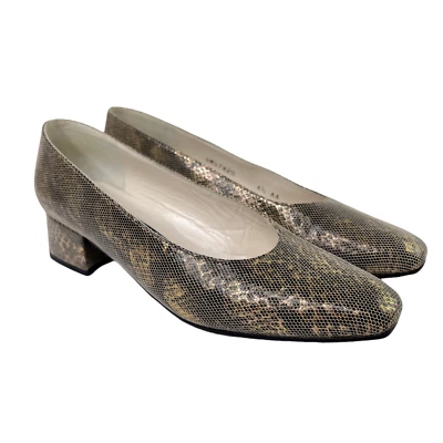 Stuart Weitzman Slip On Snake Embossed Leather Block Heel Pumps Shoes 6.5 AA - Image 1 of 4