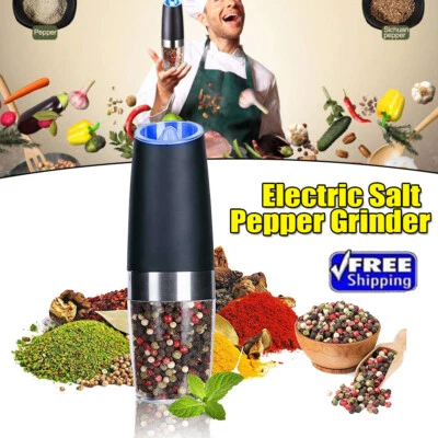 Molinillo Eléctrico Automático Especias Sal Pimienta Molinillo Gravedad Luz LED Ajustable Foto 1 de 4