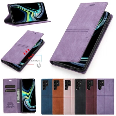 Genuine leather Wallet Case For Samsung Galaxy S22 S21 S20 Plus A53 Flip Cover - Image 1 of 4