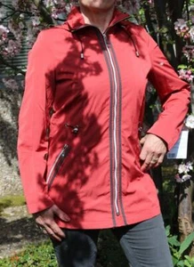Chaqueta de transición para mujer chaqueta de verano rojo piedra capucha ligera talla 44 NUEVA TALLA - Imagen 1 de 5