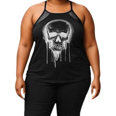 Top Halter Recortado Calavera Goteante Red Talla Grande 4X Nuevo con Etiquetas Foto 1 de 4