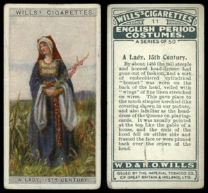 A Lady 15th Century #11 English Period Costumes 1929 Wills Card - Picture 1 of 1