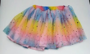 Rainbow Tulle Tutu Skirt Girl's Small Elastic Waist Yellow Pink Blue Costume - Picture 1 of 9