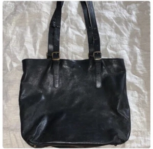 pre-loved auth MAISON MARTIN MARGIELA black lambskin leather TOTE bucket BAG - Picture 1 of 15