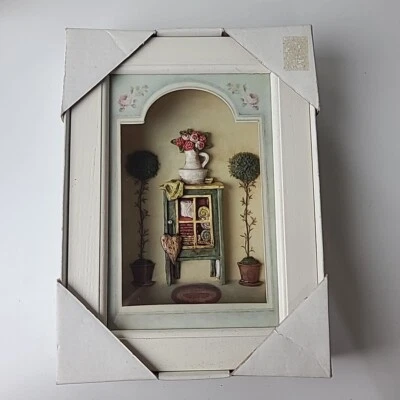 Винтажная диорама викторианская ванная комната миниатюрный кукольный домик мебель теневая коробка - Изображение 1 из 4