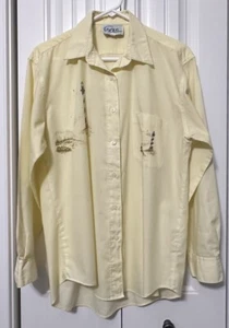 Las Olas Vintage Womens Shirt Size Medium Yellow White Striped Lighthouse - Picture 1 of 8