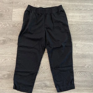 Pantalones holgados de mezcla de lino OLD NAVY para mujer pierna ancha negros talla grande - Imagen 1 de 12