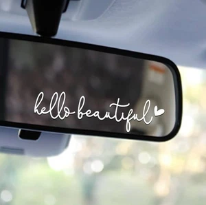 Hello Beautiful ❤️ SILVER Rearview Mirror 3pk Cute Vinyl Window Decal Stickers - Bild 1 von 4