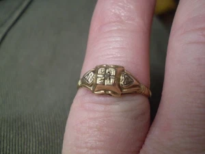 10 Karat Gelbgold Vintage Antik Damen Diamant Solitär Ring 1,1 Gramm - Bild 1 von 5