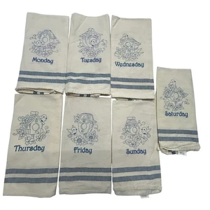 Dunroven Haus Vogelhaus bestickt Baumwolle Handtücher Set 7 Tage Woche Cottagecore - Bild 1 von 10