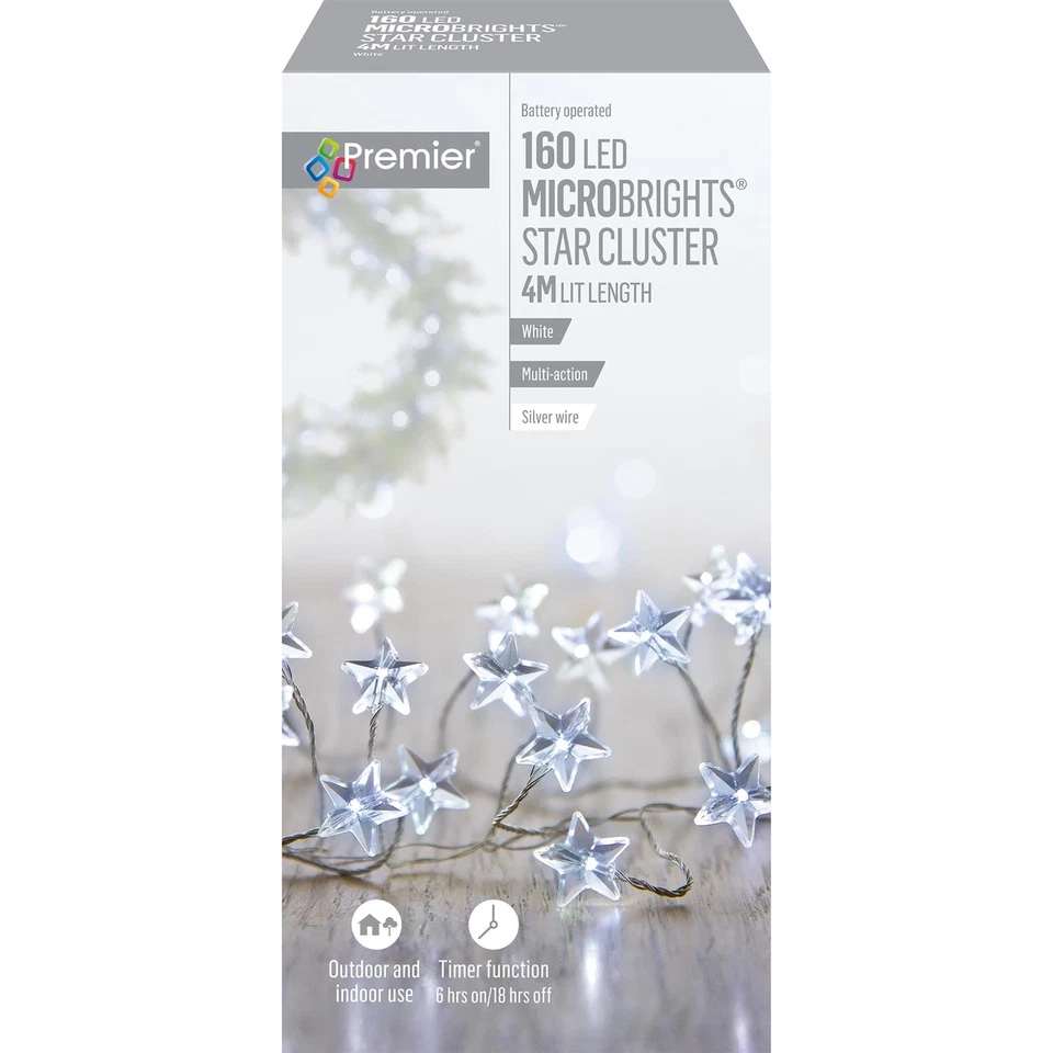 Premier Decorations - Lampu LED Bintang MicroBright 160 Kelip Multi Fungsi Pemw - Image 1 of 1