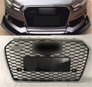 For Audi A6 S6 RS6 C7 Front mesh honeycomb Grill Grille silver 2016 2017 2018 - Picture 1 of 4