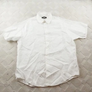 Brooks Brothers Irish Linen Shirt Mens Extra Large Solid White Button Up S/S - Picture 1 of 10