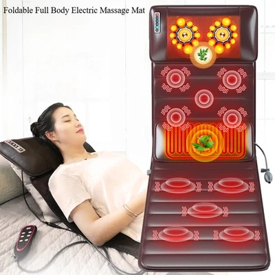 Alfombra de masaje eléctrica plegable de cuerpo completo para cama con masajeador de cuello térmico Shiatsu Foto 1 de 4