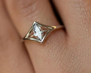 IGI Certified 1.50 CT Marquise Lab Grown Diamond Engagement Ring D VVS2 14K Gold - Picture 1 of 9