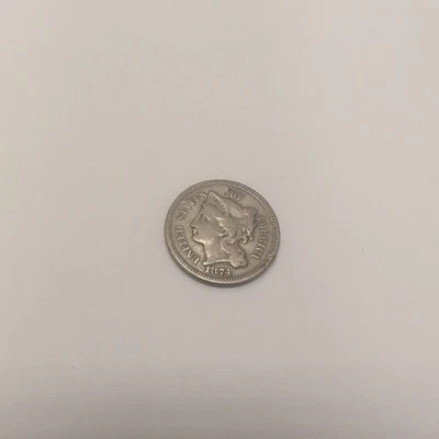 1874 Three Cent Nickel Piece 3C Ungraded Circulated US Type Coin B - Image 1 of 2