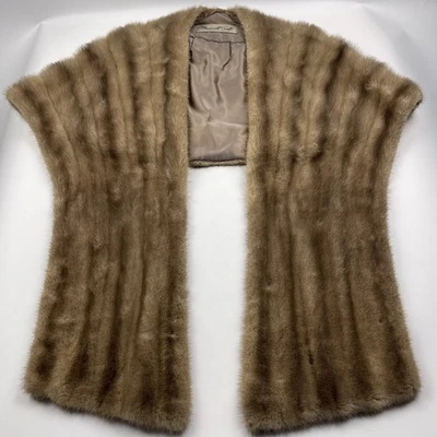 Mantón de invierno vintage Maxwell Croft London pieles marrón y gris estola de piel genuina Foto 1 de 4