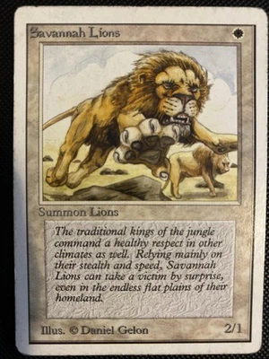 English - MTG Savannah Lions - HP - Unlimited Edition - Image 1 of 2