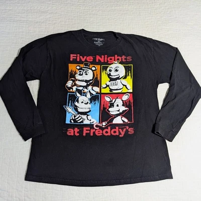 Camiseta Five Nights At Freddy's manga larga jóvenes niños grande negra 2016 horror Foto 1 de 4