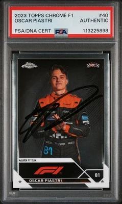 OSCAR PIASTRI SIGNED F1 TOPPS CHROME 2023 ROOKIE TRADING CARD PSA AUTHENTIC - Image 1 of 2