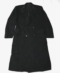 Canali 46L XL Black Italy Made Wool Cashmere Double Breasted Overcoat Trench Coa - Picture 1 of 12