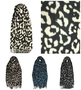 Boutique Leopardenmuster Kaschmirmischung Damen weich und kuschelig Winter Schal UK - Bild 1 von 9