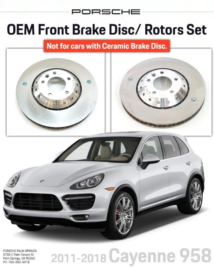 Juego completo de disco/rotor de freno delantero Porsche Cayenne 958 2011-2018 (se necesita vin) Foto 1 de 2