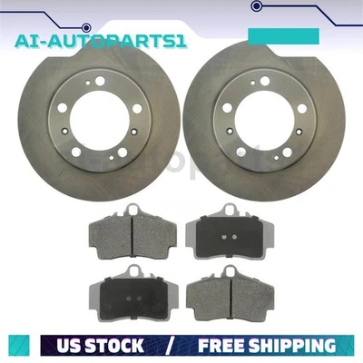 Rear Brake Rotors + Brake Pads Kit Fits 2000 2001 2002 2003 2004 Porsche Boxster - Image 1 of 4
