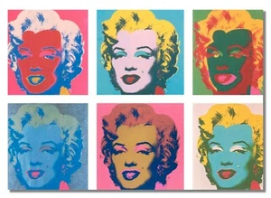 Andy Warhol Inspired By Marilyn Monroe x6 Colour Faces Reprint Pop Art Poster - Picture 1 of 6