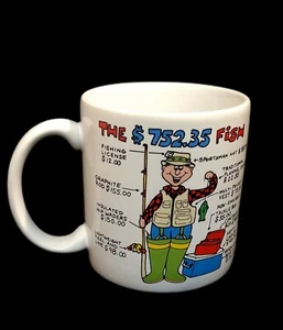 Vintage Russ Fishing "The $725.35 Fish" Fisherman Humor Ceramic Coffee Mug - Imagen 1 de 11