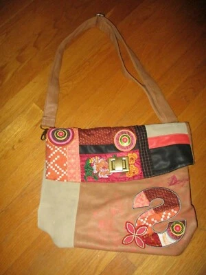 Bolso Bandolera Damas Desigual Naranja Patchwork Bordado Cierre Plegable Foto 1 de 4