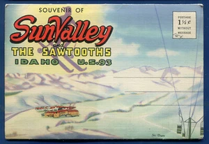 Sun Valley Sawtooths Idaho US 93 1940s Postcard Folder PF453 - Picture 1 of 2