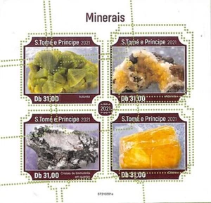 A8716 - S.TOME - ERROR MISPERF Stamp Sheet -2021 MINERALS - Picture 1 of 1