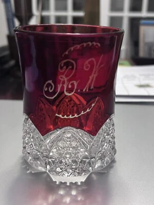 Ruby-Stained Creamer Button Arches Pattern Bright & Shiny Perfect. Engraved R. H - Image 1 of 4