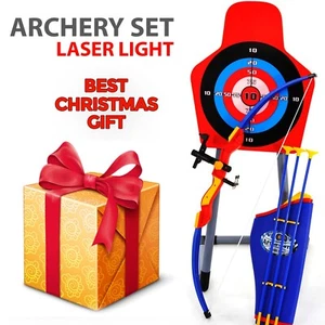 Laser Bow & Arrow Archery Set Target Stand Kids Toy Indoor/Outdoor Garden Fun  - Picture 1 of 7