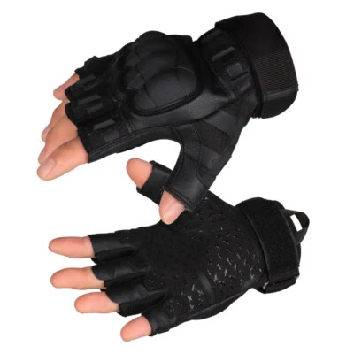 Tactical Half Finger Gloves Knuckle Protection Army Military Combat Fingerless - Image 1 of 4