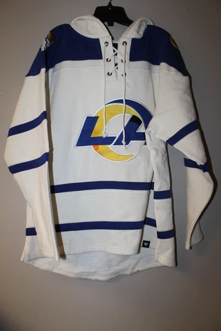 New NFL Los Angeles Rams old time jersey style mid weight cotton hoodie men M Cover