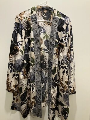 Chaqueta Artesana Susan Graver Talla 2XP Poliéster Abierta Bordada Lentejuelas y Cuentas Foto 1 de 4