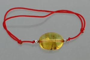 MIDGE Fossil BALTIC AMBER Unisex Red String Adjustable Bracelet 1.6g 211028-10 - Picture 1 of 2