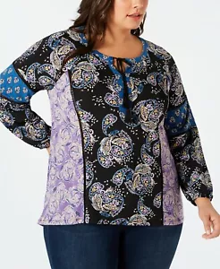 Top contadino Style & Co taglie forti stampa paisley, 1X - Foto 1 di 3