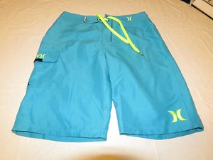 Boys Hurley youth 20 30 swim board shorts NWT surf skate brand Cyan turq 981032 - Picture 1 of 4