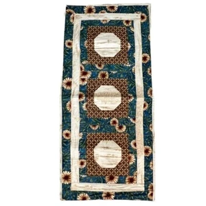 Handmade Quilted Table Runner Wall Hanger Country Patchwork Farmhouse Sunflowers - Picture 1 of 11