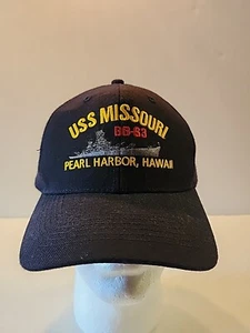 USS Missouri BB63 Pearl Harbor Hat Strapback Blue One Size Fits All Adjustable - Picture 1 of 10