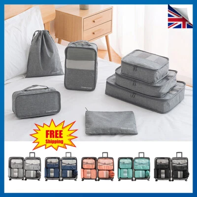 UK 7pcs Packing Cubes Luggage Storage Organiser Travel Compression Suitcase Bags - Image 1 of 4