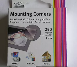 250 3L LARGE TRADITIONAL CLASSIC CLEAR 19MM SELF ADHESIVE PHOTO CORNERS - Picture 1 of 1