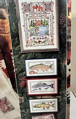The Lodge Look Cross Stitch Pattern Gillum 3643 Fish Cabin Hunting Chart 17 Page - Image 1 of 4