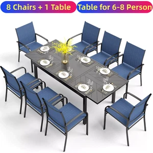 9 Piece Patio Dining Set Outdoor Table Chair Set Expandable Table for 6-8 Person - Picture 1 of 11